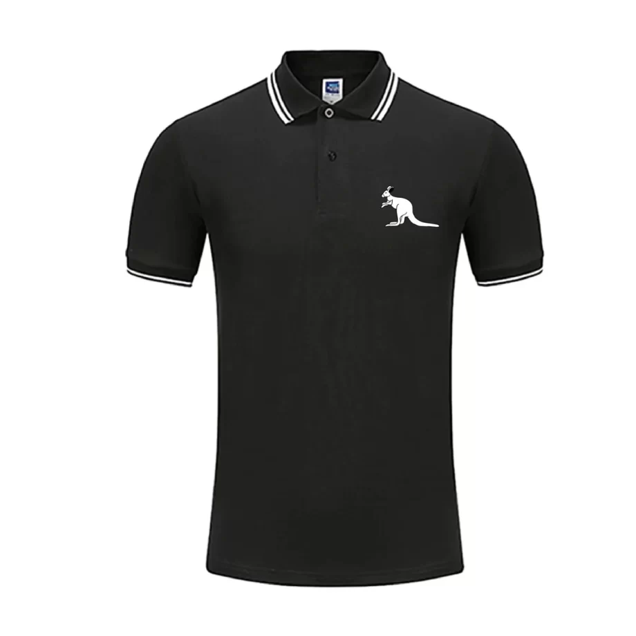 Black: "Exclusive Australian Pride Polo Shirt in sleek black cotton, a timeless expression of heritage."