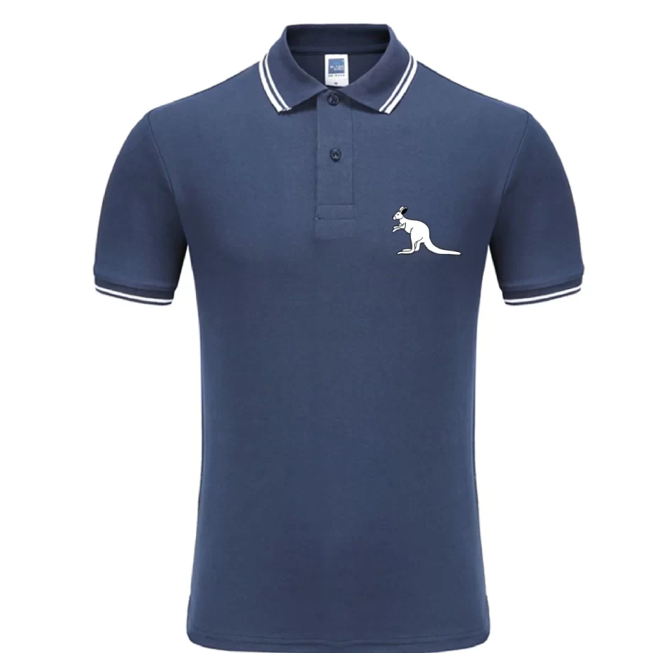 Navy: "Exclusive Australian Pride Polo Shirt in classic navy cotton, perfect for a heritage-inspired look."