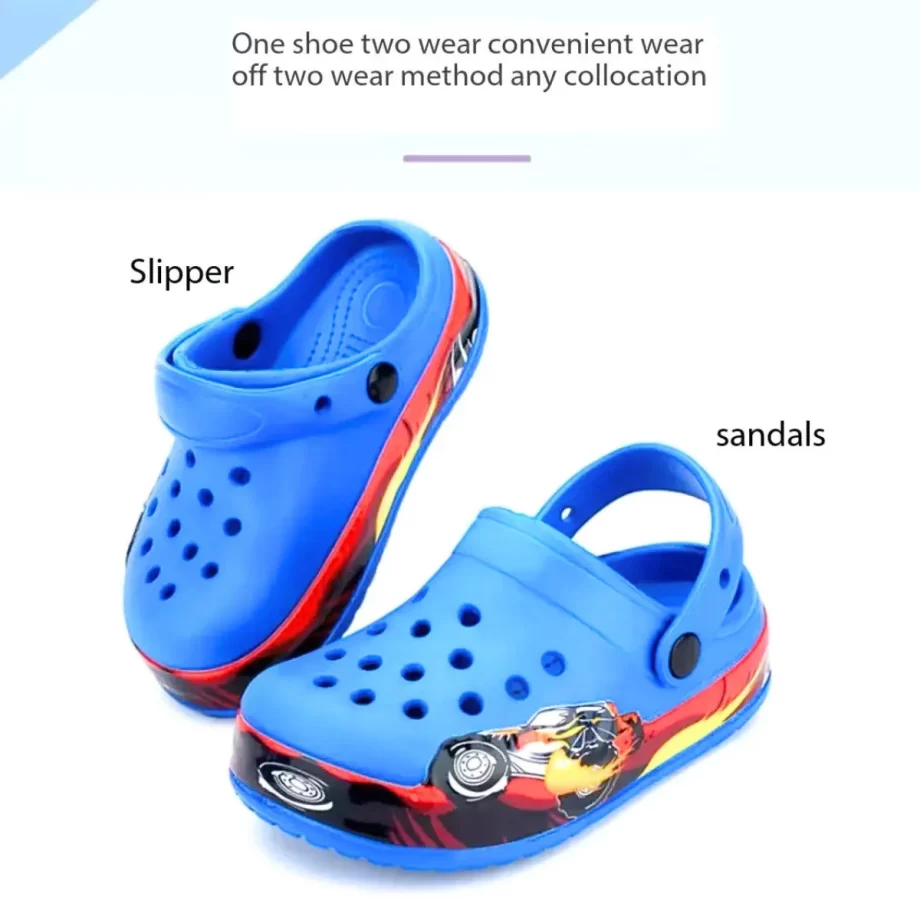 Kids' BLUE LED Slides: Fun and comfortable slides featuring built-in LED lights, perfect for adding a touch of sparkle to every step. The vibrant pink color and easy slip-on design make these slides both stylish and practical for active kids