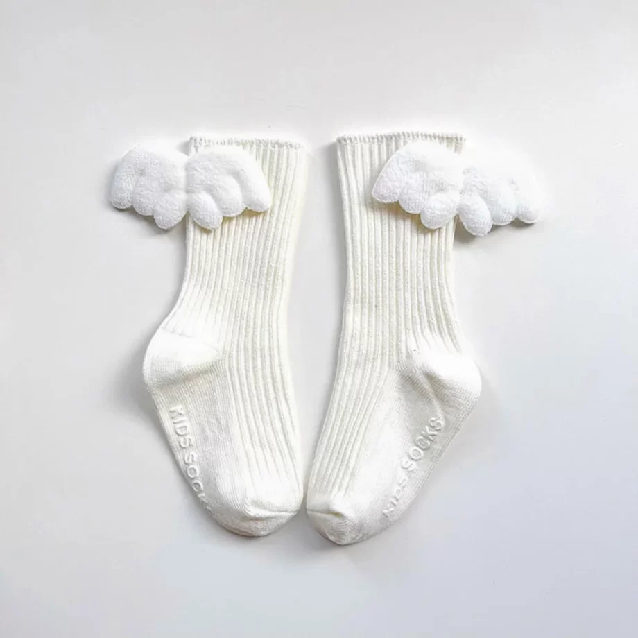 Cute Angel Wing Toddler Socks featuring soft, breathable fabric for comfort and a secure fit, designed to keep little feet cozy and stylish all day long.