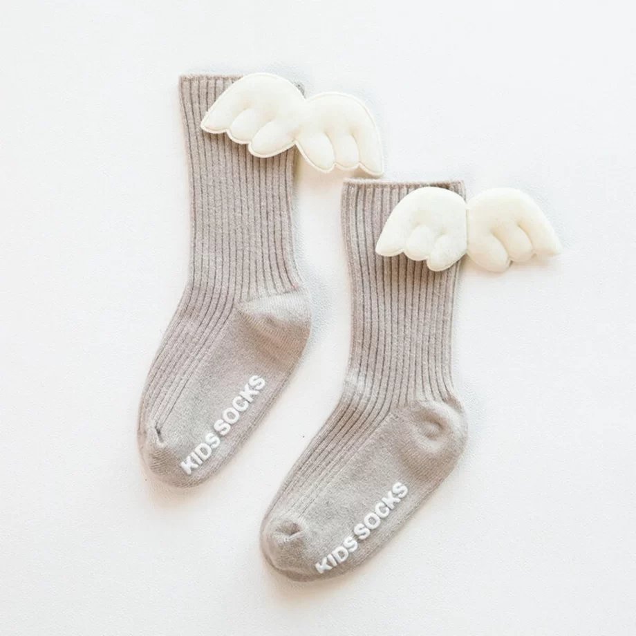 Cute Angel Wing Toddler Socks featuring soft, breathable fabric for comfort and a secure fit, designed to keep little feet cozy and stylish all day long.