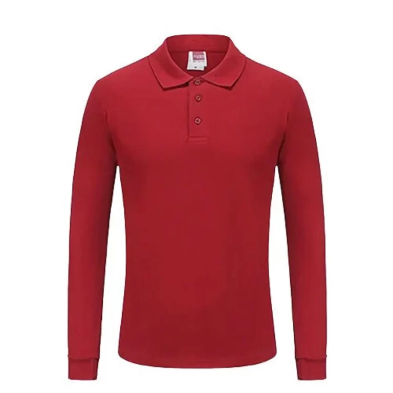 Men's long sleeve 100% Polo in Burgundy: A rich and luxurious long-sleeve polo made from 100% cotton, offering a bold and distinguished look.