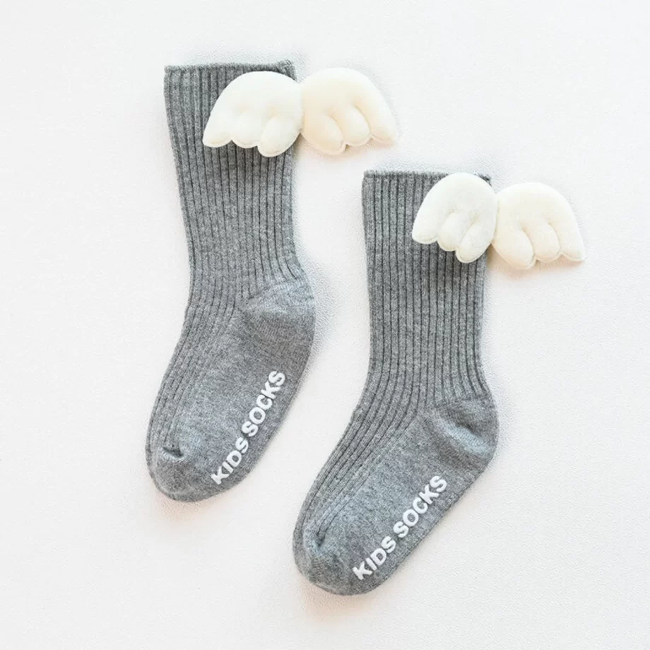 Cute Angel Wing Toddler Socks featuring soft, breathable fabric for comfort and a secure fit, designed to keep little feet cozy and stylish all day long.