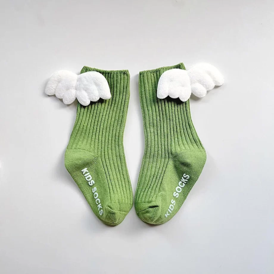 Cute Angel Wing Toddler Socks featuring soft, breathable fabric for comfort and a secure fit, designed to keep little feet cozy and stylish all day long.