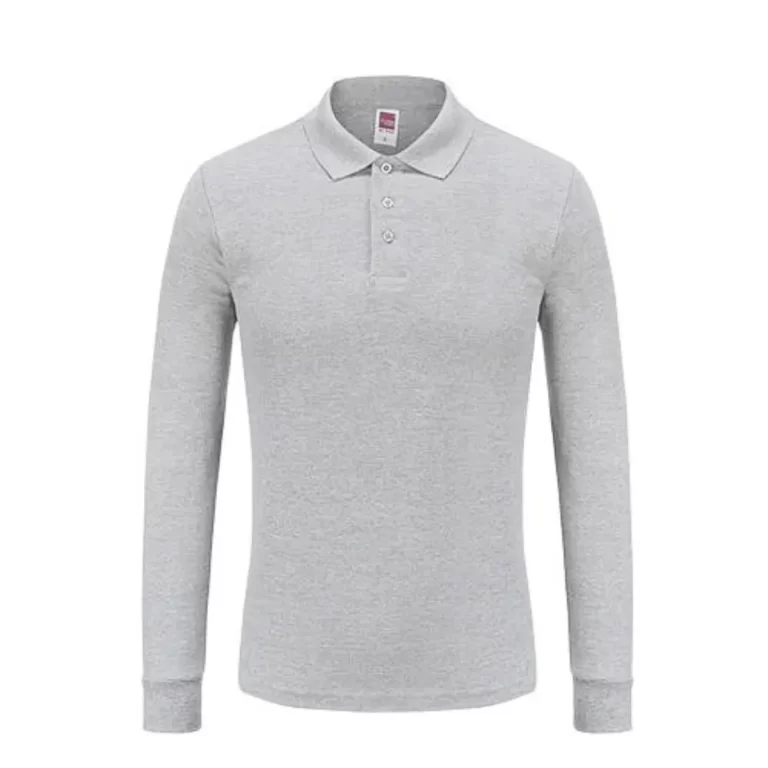 100% Cotton Long-Sleeve Polo in Grey: A versatile and comfortable long-sleeve polo crafted from 100% cotton, providing a casual yet refined appearance