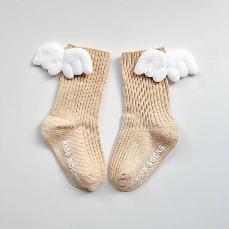 Cute Angel Wing Toddler Socks featuring soft, breathable fabric for comfort and a secure fit, designed to keep little feet cozy and stylish all day long.