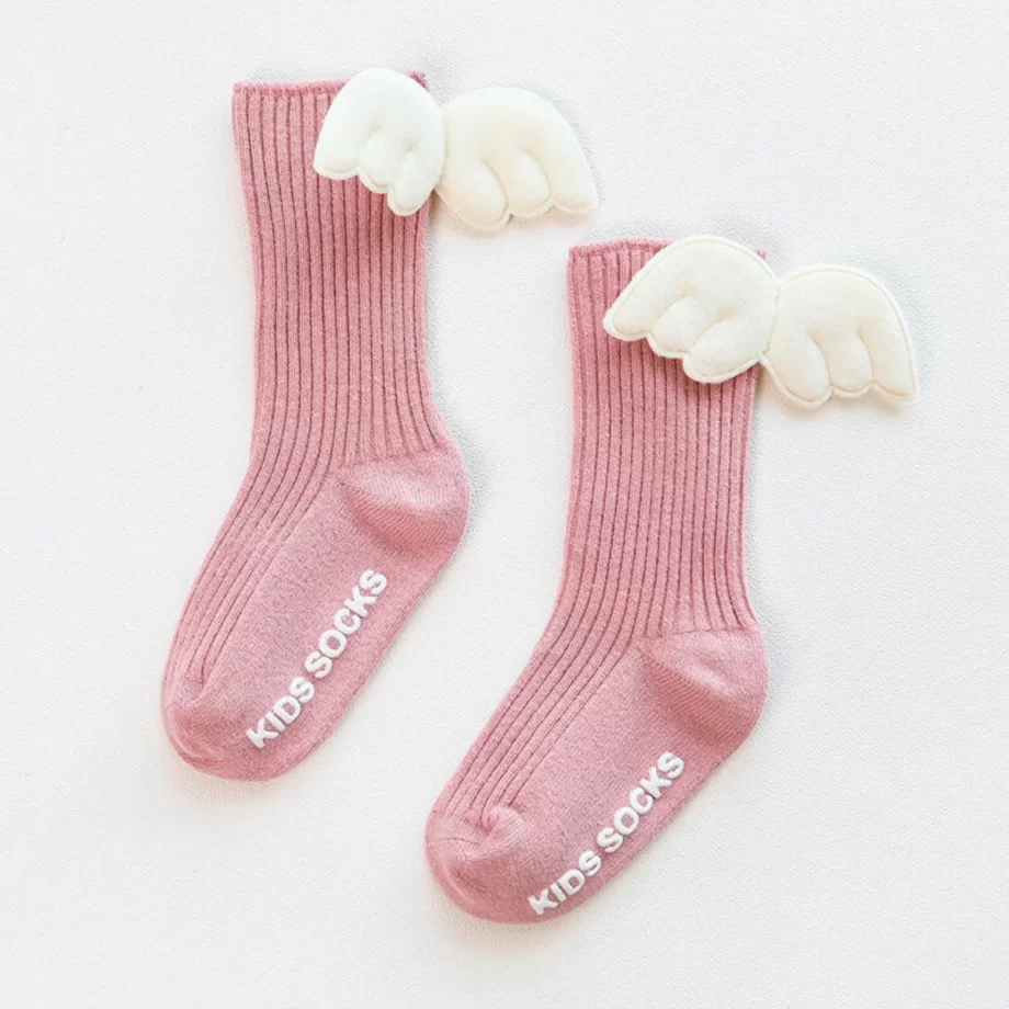 Cute Angel Wing Toddler Socks featuring soft, breathable fabric for comfort and a secure fit, designed to keep little feet cozy and stylish all day long.