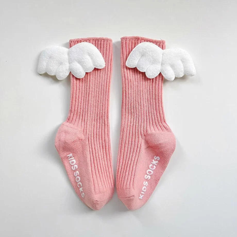 Cute Angel Wing Toddler Socks featuring soft, breathable fabric for comfort and a secure fit, designed to keep little feet cozy and stylish all day long.