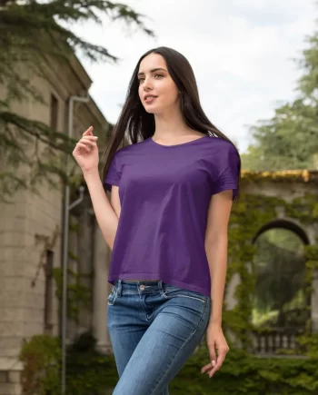 Rich purple cotton clothing for women, featuring a 100% cotton tunic, combining elegance with ultimate comfort.