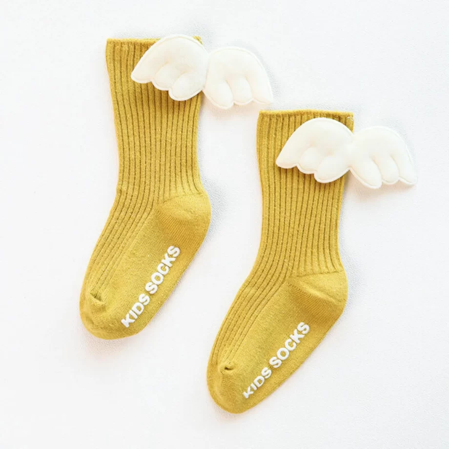 Cute Angel Wing Toddler Socks featuring soft, breathable fabric for comfort and a secure fit, designed to keep little feet cozy and stylish all day long.