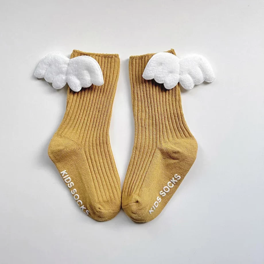 Cute Angel Wing Toddler Socks featuring soft, breathable fabric for comfort and a secure fit, designed to keep little feet cozy and stylish all day long.