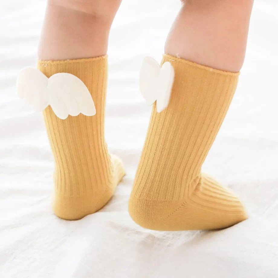 Cute Angel Wing Toddler Socks featuring soft, breathable fabric for comfort and a secure fit, designed to keep little feet cozy and stylish all day long.